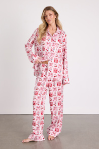 Classic White Mon Cheri Satin Two-Piece Pajama Set 1