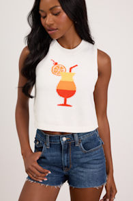 Milo White Multi Graphic Sweater Tank Top 1