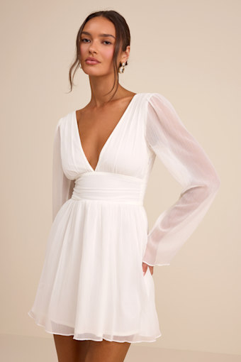 Cinna Ivory Bell Sleeve Skater Mini Dress 1