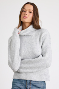 Meet Cozy Heather Grey Knit Long Sleeve Turtleneck Sweater 1