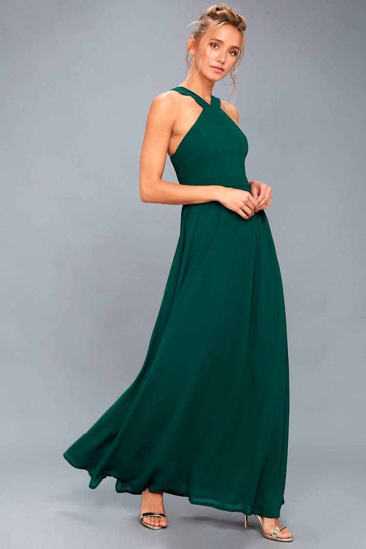 dreamy romance forest green backless maxi dress Beautiful - Dress - Halter Dress cute white dresses 55 Bust Size:US Size 20W NWT Lulu's Hidden Talent