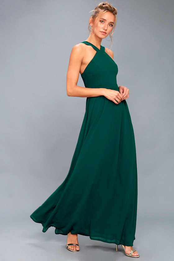 Air of Romance Forest Green Maxi Dress 3