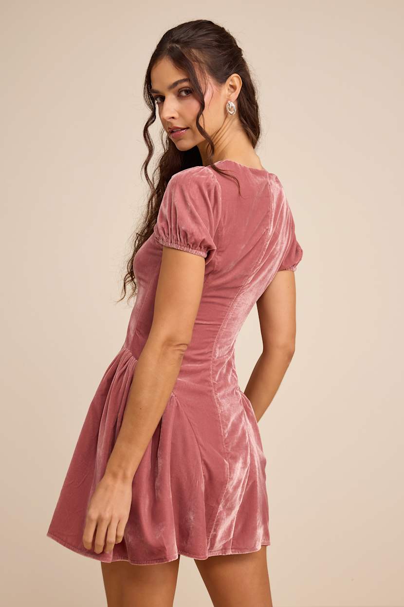 open lace back dress Boden Women's Tilda Velvet Midi Dress in Pink main image 1