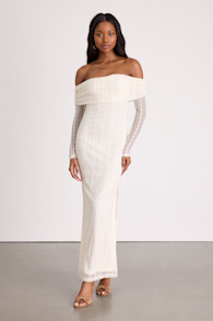 Eulalie Cream Lace Off-the-Shoulder Maxi Dress 1