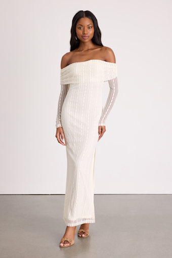 Eulalie Cream Lace Off-the-Shoulder Maxi Dress 1