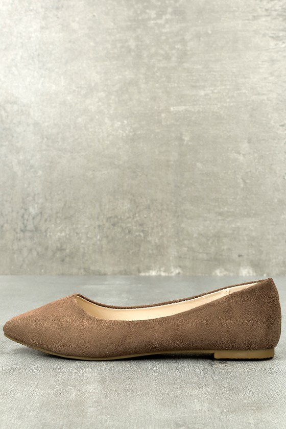 Chic Taupe Flats - Suede Flats - Vegan 