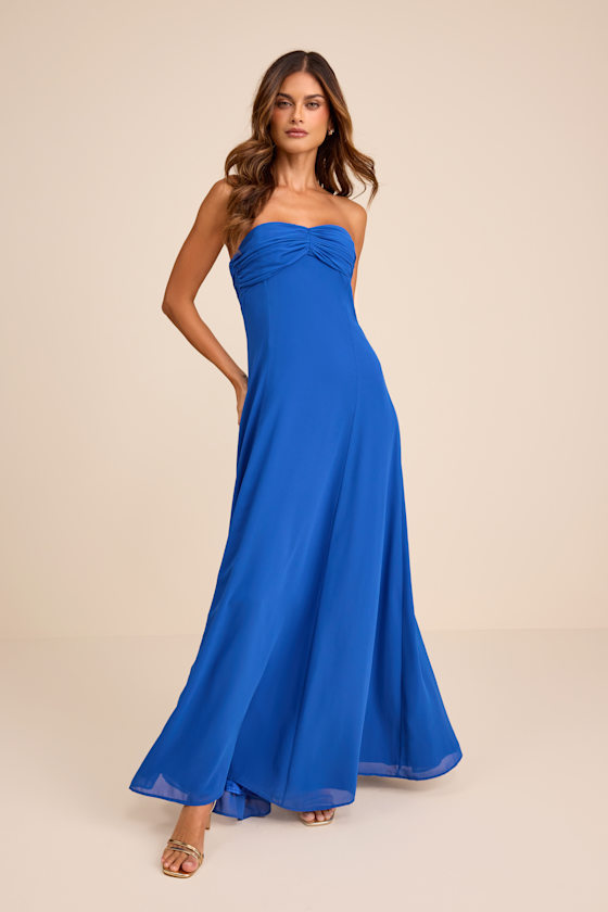 Kamalia Royal Blue Strapless Maxi Dress 1