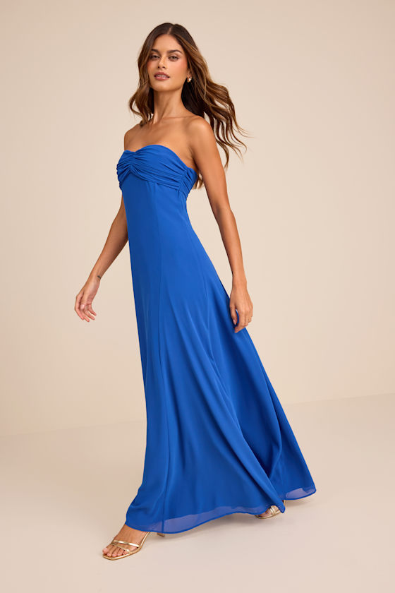 Kamalia Royal Blue Strapless Maxi Dress - thumbnail 4