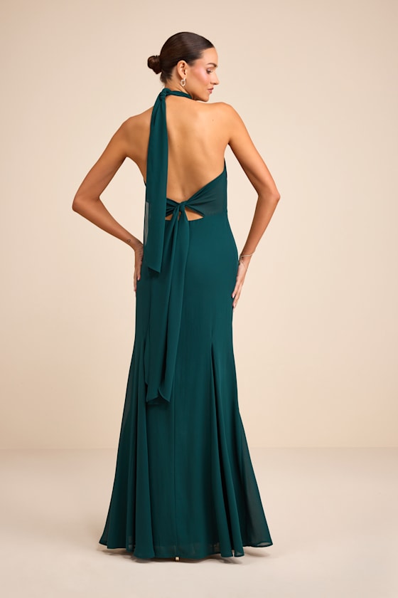Miselle Emerald Green Halter Maxi Dress - thumbnail 4