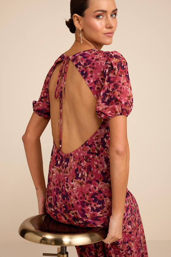 Gianni Rusty Rose Multi Floral Backless Maxi Dress 1