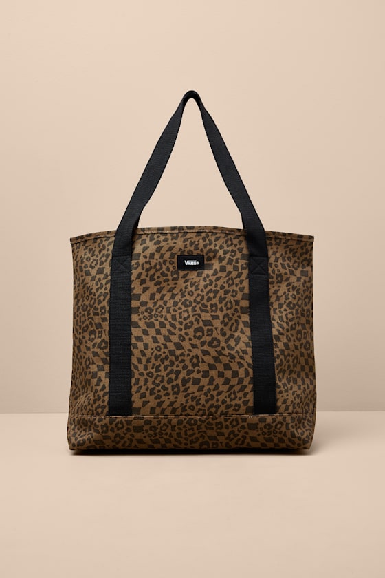 Pergs Brown Leopard Canvas Midi Tote 1