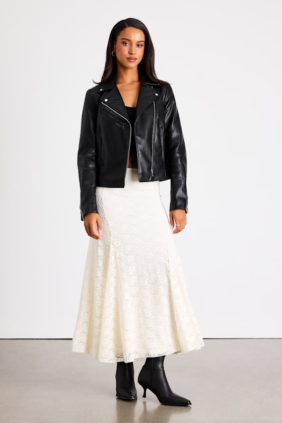 Arleia Ivory Lace Pleated Midi Skirt 1