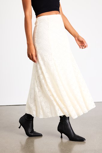 Arleia Ivory Lace Pleated Midi Skirt 2