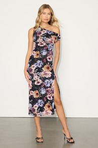 ED1385: BLACK/PURPLE/PEACH FLORAL 1