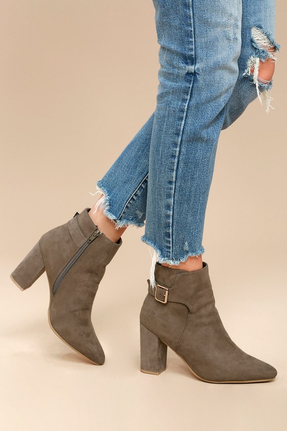 taupe pointed heels