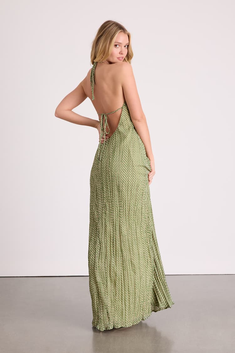 green and cream dresses womens Berylove Women Ruffles Tiered Bridesmaid Dress with Slit Green Floral A Line Maxi Wedding Party Guest Dress, Green / US24W main image 1