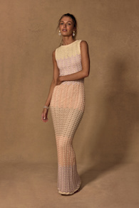 Kirsten Cream Multi Crochet Backless Maxi Dress 3