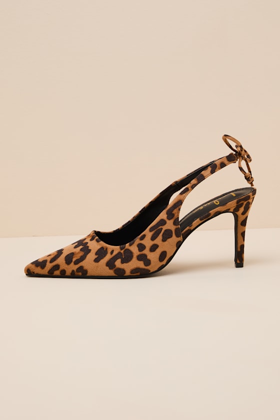 Lacey Leopard Suede Pointed-Toe Slingback Pumps 1
