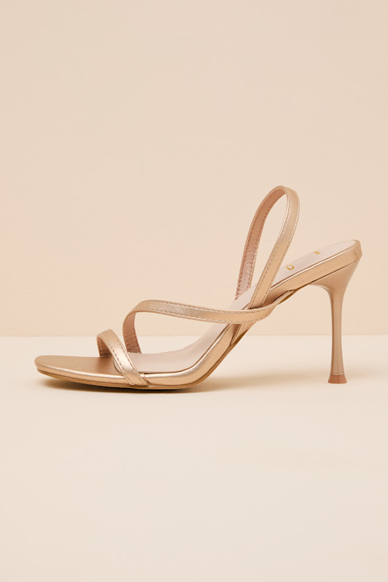 Leigh Champagne Gold Strappy High Heel Sandals 1