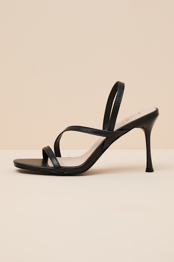 Leigh Black Strappy High Heel Sandals