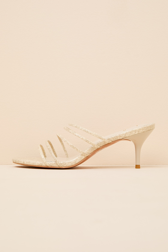Naomi Natural Snake Strappy Low Heel Slide Sandals - thumbnail 3