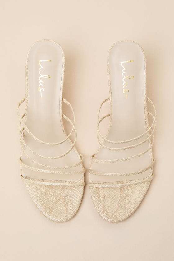 Naomi Natural Snake Strappy Low Heel Slide Sandals - thumbnail 5