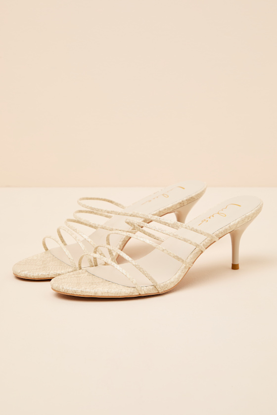 Naomi Natural Snake Strappy Low Heel Slide Sandals - thumbnail 6