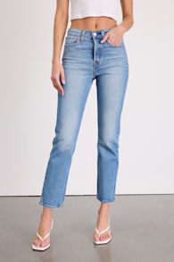 Wedgie Straight Light Blue Cropped High-Rise Jeans 3