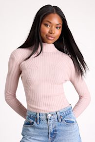 Crawford Blush Long Sleeve Mock Neck Bodysuit 1