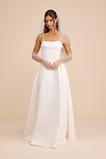 Annissa White Taffeta Drop Waist Lace-Up Maxi Dress 1