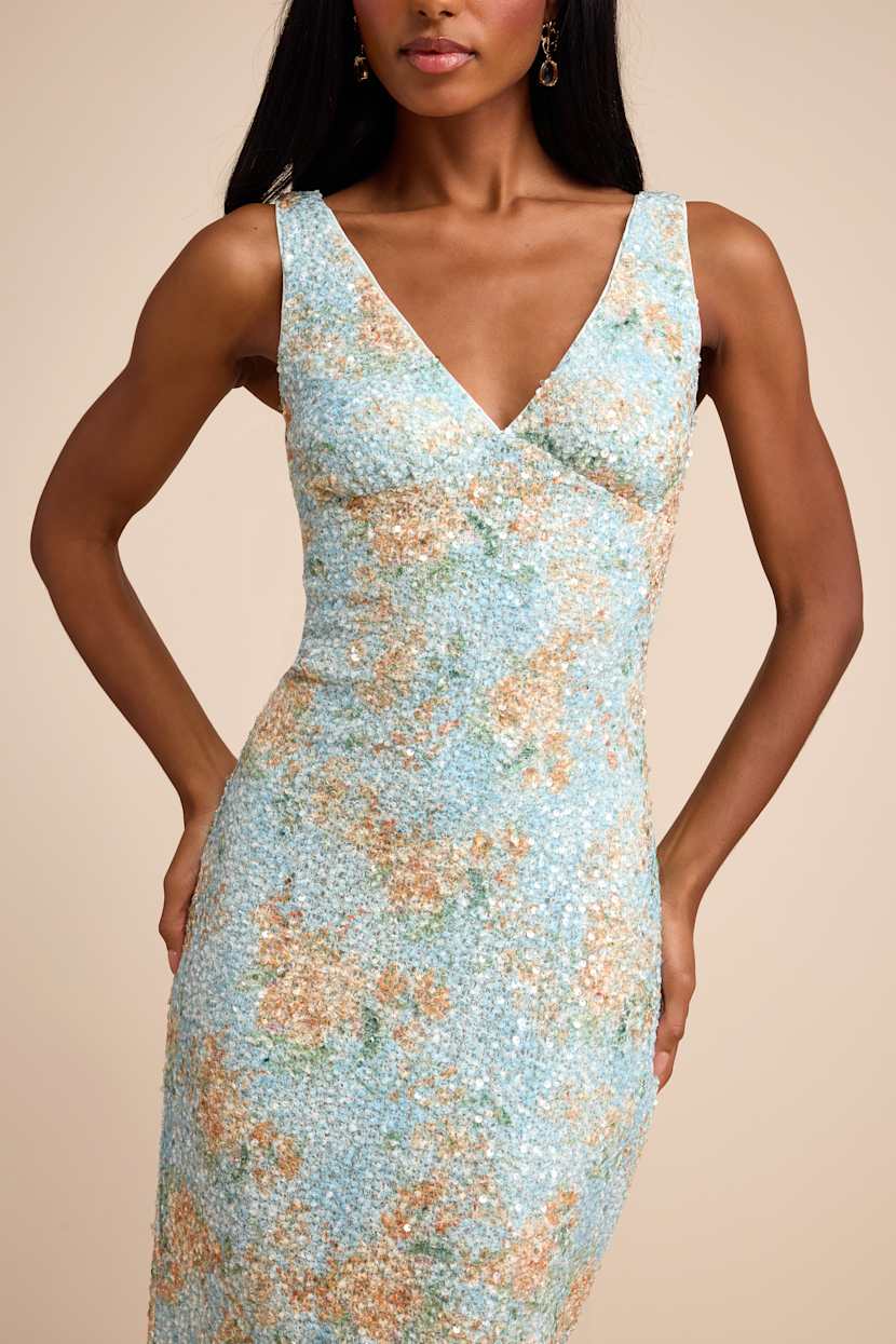 blue sequin boucle midi dress Self Portrait Blue Sequin Boucle Mini Dress