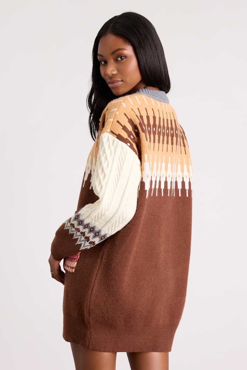 brown and cream dress brown cream dress Esther & Co. Balayage Dress