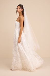 Elysande White Embroidered Beaded Strapless Maxi Dress 1