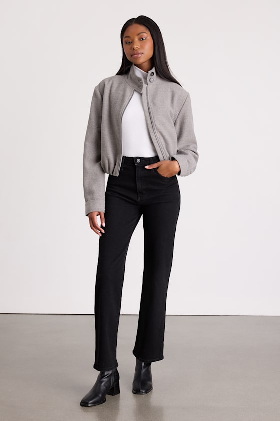 Jinora Light Grey Zip-Front Bomber Jacket 2