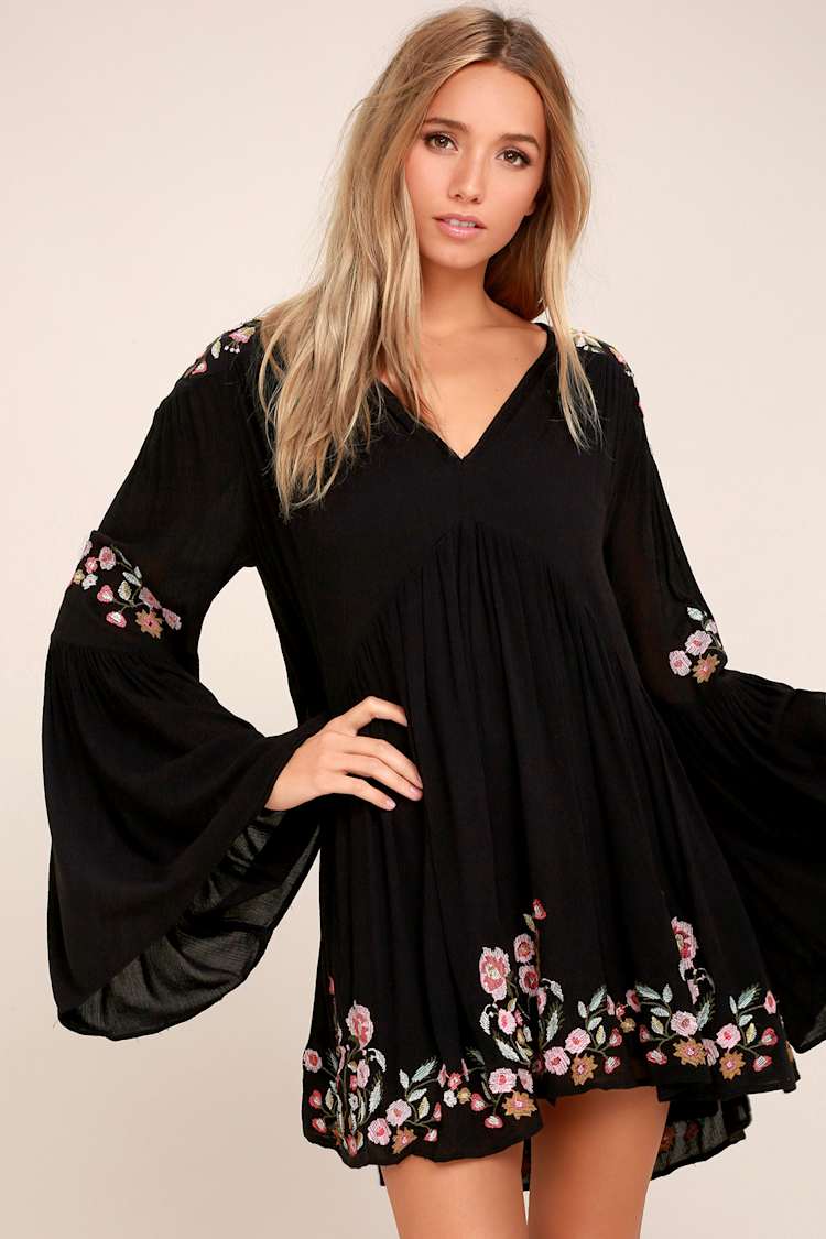 sachin and babi light blue dress Free People Wildflower Embroidered Mini Dress in Blue main image 1