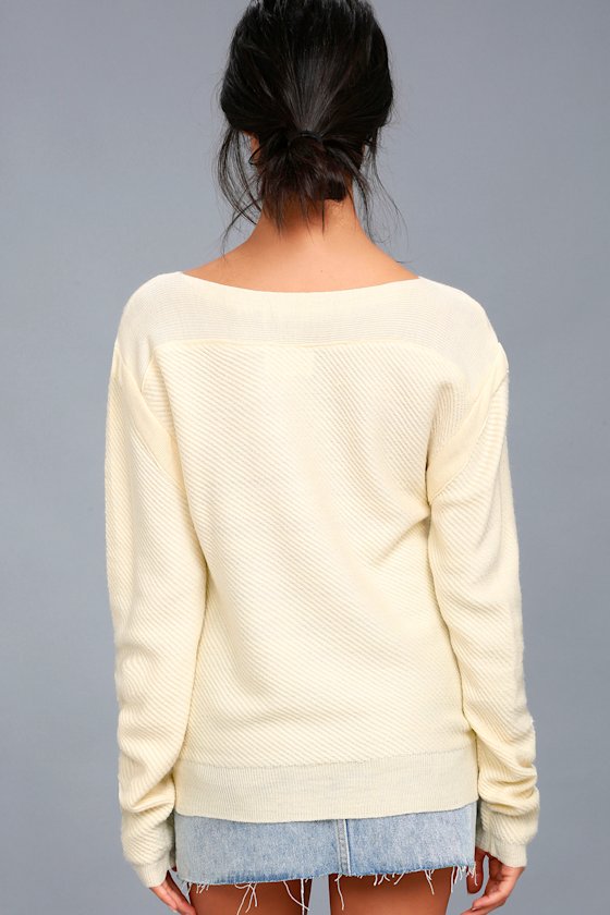 EVIDNT Textured Knit Sweater Cream Sweater