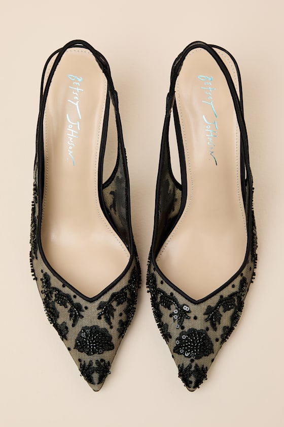 Nikki Black Beaded Embroidered Slingback Pumps - thumbnail 5