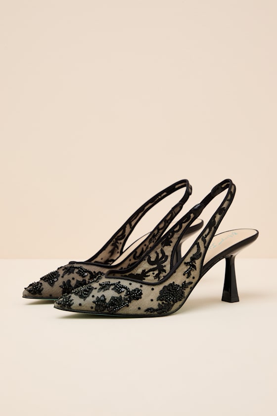 Nikki Black Beaded Embroidered Slingback Pumps - thumbnail 6