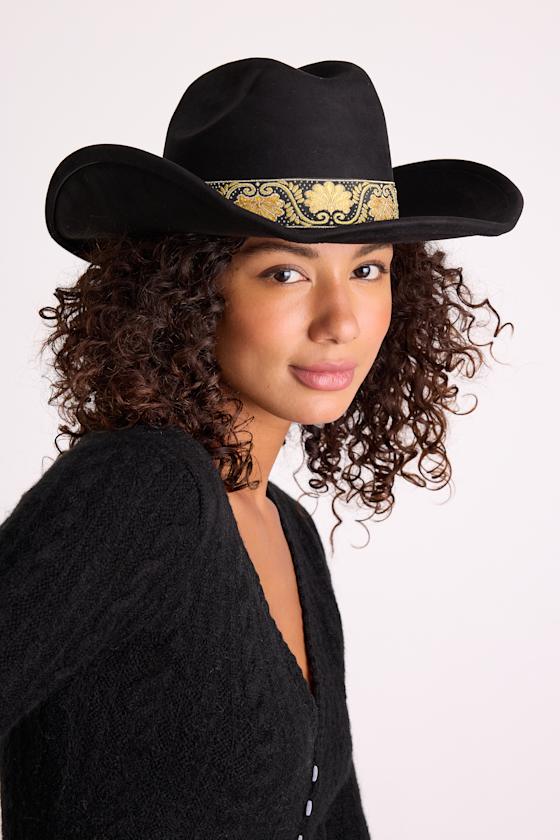 Solon Black Embroidered Band Western Hat 1