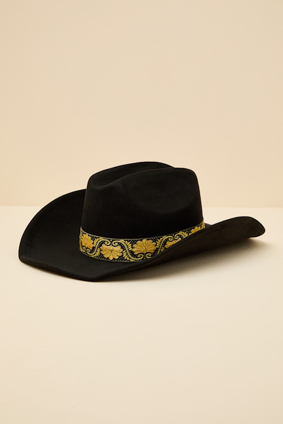 Solon Black Embroidered Band Western Hat 1