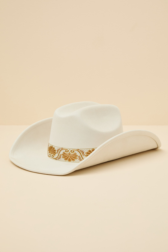 Solon White Embroidered Band Western Hat 1