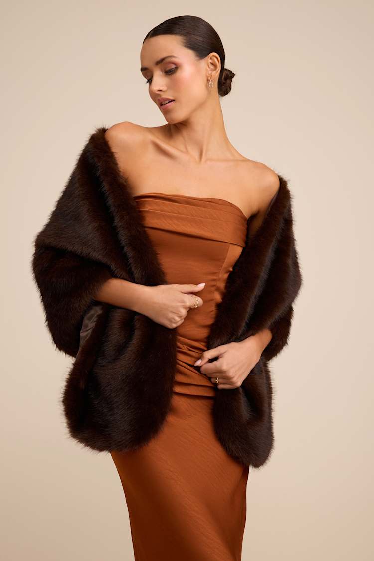 Brown Faux Fur Stole - Faux Fur Scarf - Faux Fur Wrap - Stole - Lulus