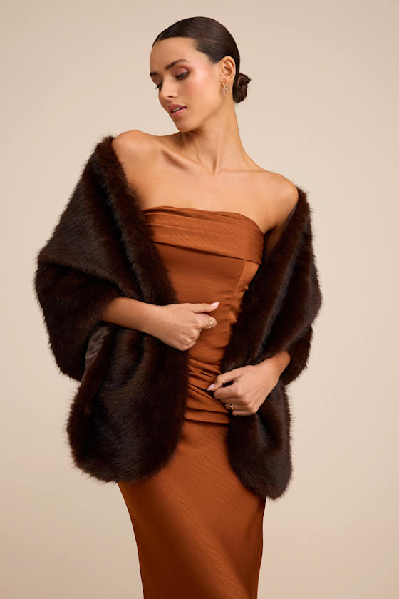 Upscale Approach Dark Brown Faux Fur Stole 3