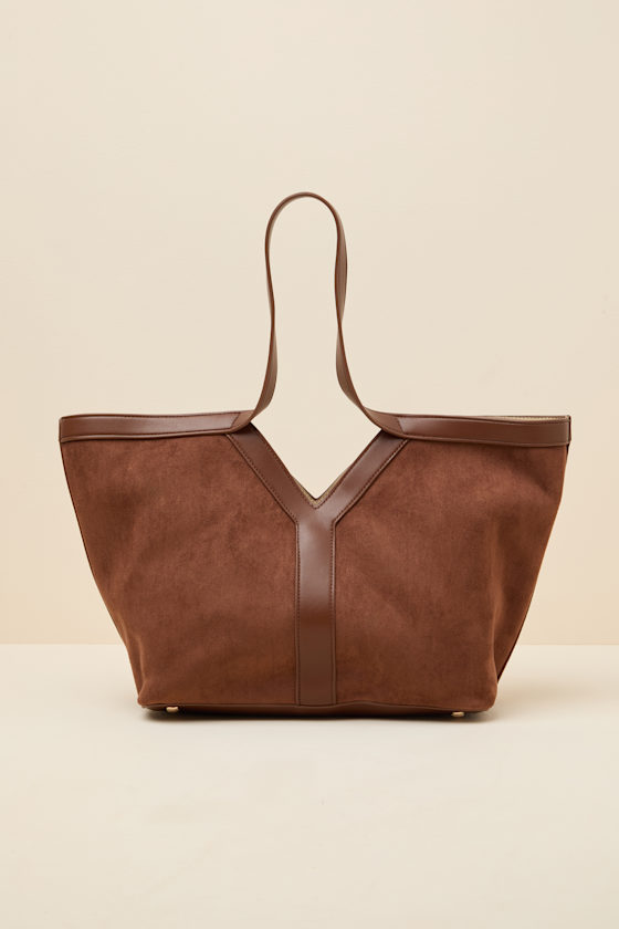 Meryl Brown Suede Tote Bag 1
