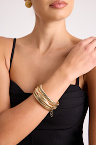 Louie Gold Textured Layered Bangle Bracelet 1