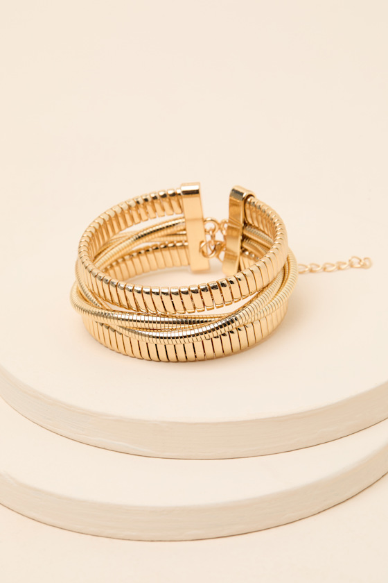 Louie Gold Textured Layered Bangle Bracelet