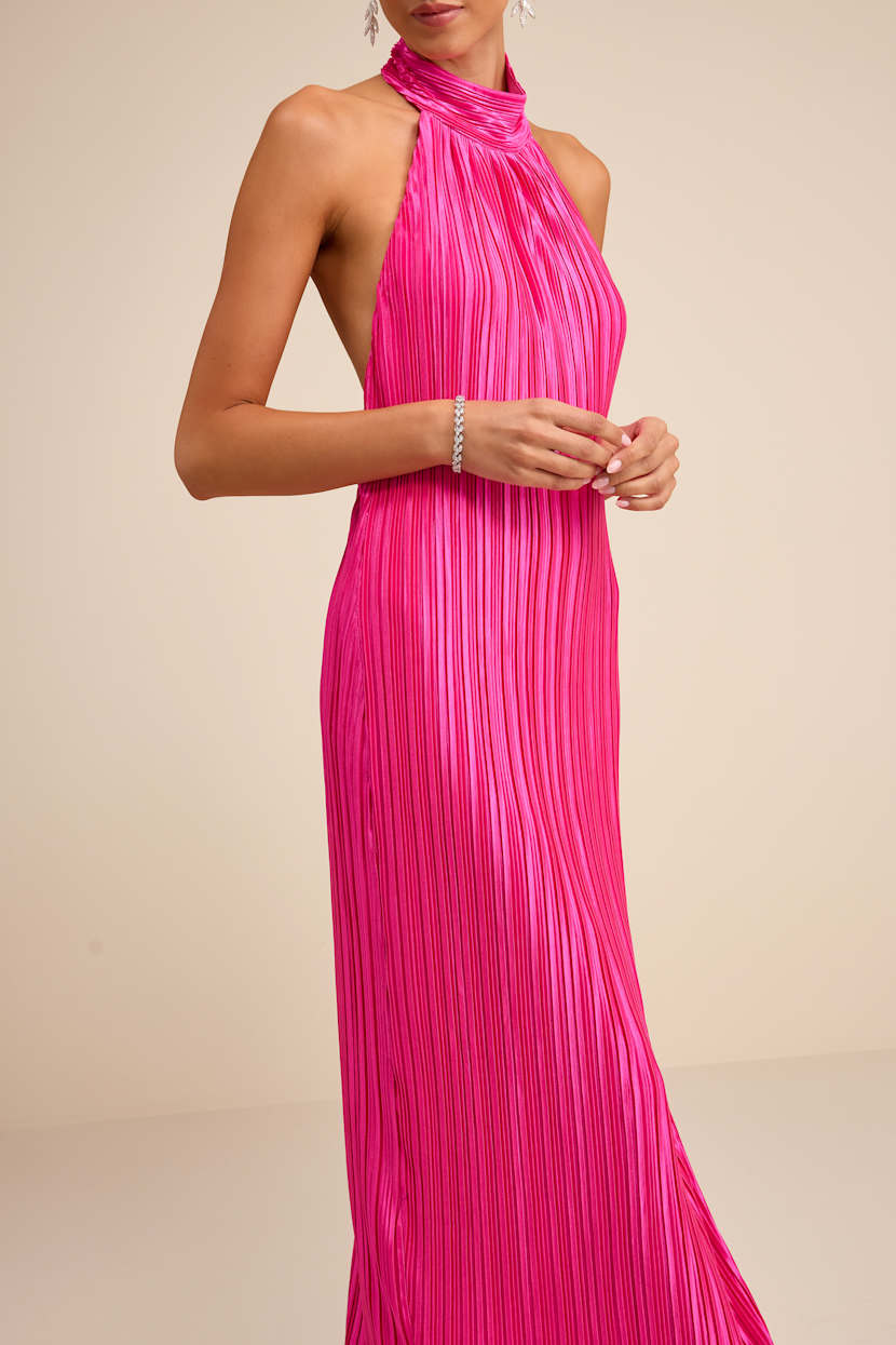 Hot Pink Plisse Maxi Dress - Backless Maxi Dress - Maxi Dress - Lulus