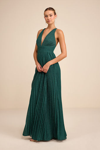 Especially Stunning Emerald Green Sparkly Pleated Maxi Dress 4