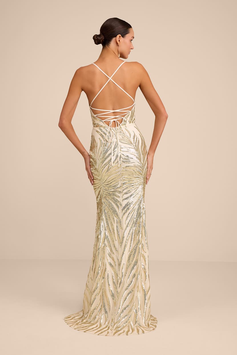 slim fit dress slacks Backless Gold Mermaid Lace Prom Dresses, Open Back Golden Mermaid Lace –  jbydress main image 1