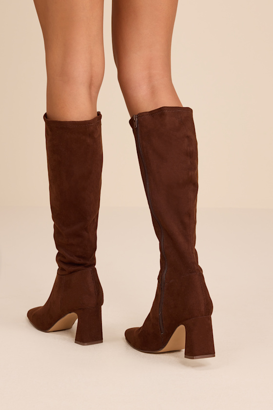Hunny Brown Square-Toe Knee-High Boots 2